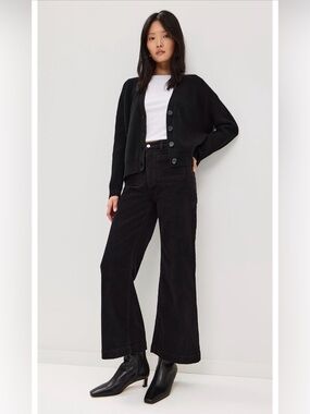 ROLLA'S Sailor Black Corduroy High-Rise Wide Leg Jean